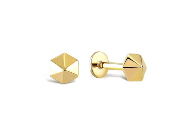 14K Gold Umbrella Top Tragus Earring, Cartilage Labret Stud Piercing - Internally Threading Body Jewellery Ear Piercing