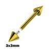 Titanium Gold Spike Nipple Barbell, Nipple Jewelry Studs 16g 14g Nipple Piercing - Straight Barbell Internally Threaded