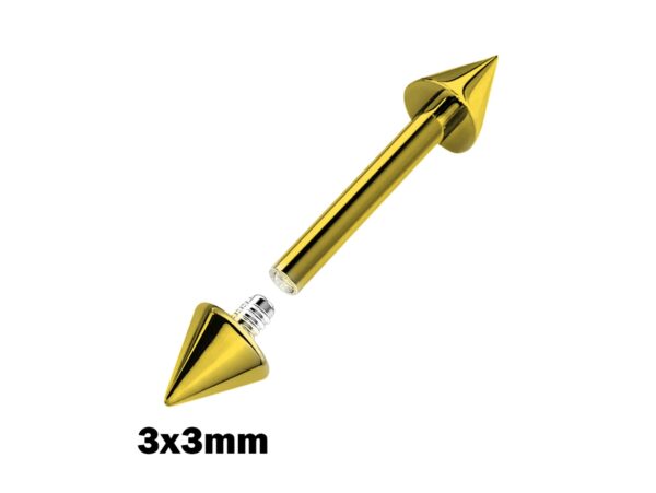 Titanium Gold Spike Nipple Barbell, Nipple Jewelry Studs 16g 14g Nipple Piercing - Straight Barbell Internally Threaded