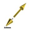 Titanium Gold Spike Nipple Barbell, Nipple Jewelry Studs 16g 14g Nipple Piercing - Straight Barbell Internally Threaded