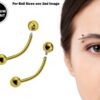 Titanium Gold Eyebrow Piercings - External / Internal Threading 18g 16g 14g Curved Bar Also Piercing Stud for Anti- Eyebrow, Cartilage Stud