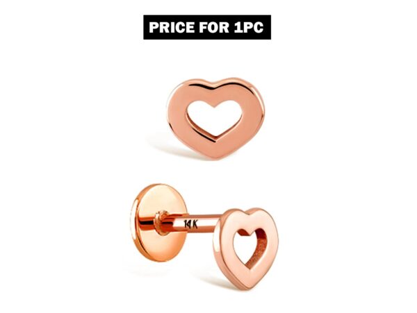 16G Heart Labret Lip Piercing made from solid 14K Gold and Rose Gold Body Piercing for Tragus, Medusa Lip, Ashley studs Internally Threaded