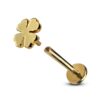 14K Gold Clover Leaf Tragus Earrings, Labret Stud, Helix Cartilage Piercings - Internally Threading Body Jewellery Ear Piercing