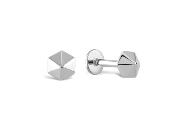 14K White Gold Umbrella Tragus Earring, Labret Stud, Helix Cartilage Piercing - Internally Threading Body Jewellery Ear Piercing