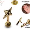 14K Gold Spark Tragus Stud Piercing, Labret Stud, Ear Cartilage Jewelry - Internally Threading Body Jewellery Ear Piercing