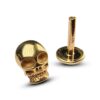 14K Gold Skull Head Tragus Earring, Labret Stud, Helix, Cartilage Piercing - Internally Threading Body Jewellery Ear Piercing