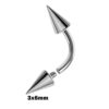 Spike Eyebrow Piercings - Titanium Curved Barbell Spikes / Cone 16g 14g Eyebrow Jewelry Piercing - Internal Threaded