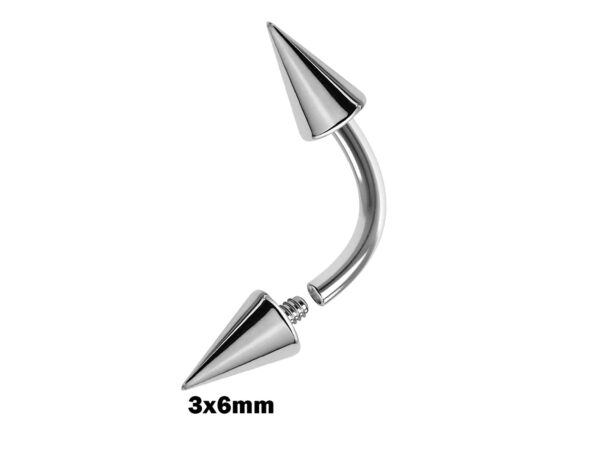 Spike Eyebrow Piercings - Titanium Curved Barbell Spikes / Cone 16g 14g Eyebrow Jewelry Piercing - Internal Threaded