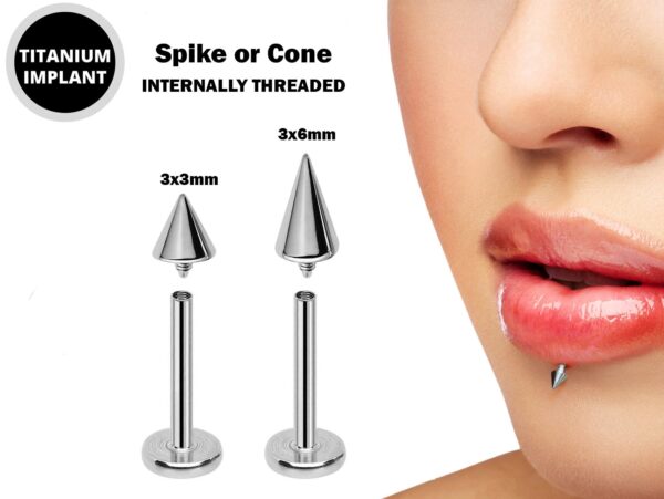 Titanium Spike Labret Stud Piercing 16g Internally Threaded Lip Jewelry for Madonna Medusa Side Labret Snake Bites