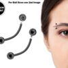 Titanium Black Eyebrow Piercings - External / Internal Threading 18g 16g 14g Curved Bar Also Piercing Stud for Anti- Eyebrow, Cartilage Stud