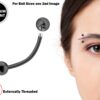 Titanium Black Eyebrow Piercings - External / Internal Threading 18g 16g 14g Curved Bar Also Piercing Stud for Anti- Eyebrow, Cartilage Stud