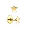 14K Gold Piercing - 16G Star Labret Lip Piercing - Gold & Rose - Gold Body Piercing for Tragus, Medusa Lip, Ashley studs Internally Threaded