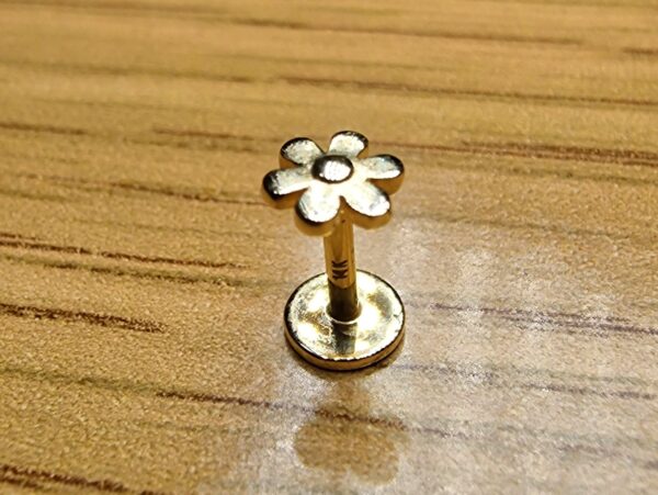 Flower Labret Lip Piercing made from solid 14K Gold and Rose Gold Body Piercing for Tragus, Medusa Lip, Ashley studs Internally Threaded