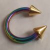 Rainbow Spike Septum Piercing Internally Threaded Horseshoe Barbell CBB/BCR Big Gauge Septum Ring, PA Ring Combination - British Standard