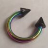 Rainbow Spike Septum Piercing Internally Threaded Horseshoe Barbell CBB/BCR Big Gauge Septum Ring, PA Ring Combination - British Standard