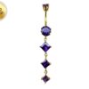 Diamond Shape Dangle Belly Ring - Silver Gold Plated Belly Bar with Crystals - 14G length is 10mm