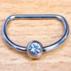 Titanium Gem Nipple Ring Jewelry, Nipple D-Ring Ball Hoops, Captive Ring - 16G 14G - 1piece - Body Piercing Also for Daith, Septum, Eyebrow