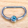 Titanium Gem Nipple Ring Jewelry, Nipple D-Ring Ball Hoops, Captive Ring - 16G 14G - 1piece - Body Piercing Also for Daith, Septum, Eyebrow