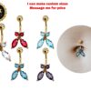 Belly Button Ring comes in a Butterfly Shape Crystal Belly Ring - Belly Bar - made of 14K Gold Fine Jewelry Hand Set and Hand Polished