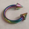 Rainbow Spike Septum Piercing Internally Threaded Horseshoe Barbell CBB/BCR Big Gauge Septum Ring, PA Ring Combination - British Standard