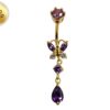 Gold Plated Butterfly Belly Ring, Silver Drop Dangle Belly Bars with CZ Crystals - 14G Length is 10mm