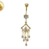 Gold Plated Long Dangle Belly Button Ring, Silver Belly Bars with CZ Crystals Sets - 14G Length is 10mm