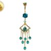 Gold Plated Long Dangle Belly Button Ring, Silver Belly Bars with CZ Crystals Sets - 14G Length is 10mm