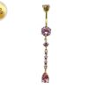 Long Dangly Belly Button Ring, Round Silver Belly Bar with Crystal Hand Set - Gold Plated Belly Piercing - 14G length is 10mm