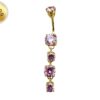 Gold Plated Round Dangle Belly Ring with CZ Crystals - Silver Belly Bars 14G length is 10mm