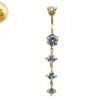 Diamond Shape Dangle Belly Ring - Silver Gold Plated Belly Bar with Crystals - 14G length is 10mm