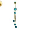 Luxury Dangle Chain Belly Ring, Silver Belly Bars - Gold Plated Round Navel Piercing - 14G length is 10mm