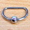 Titanium Gem Nipple Ring Jewelry, Nipple D-Ring Ball Hoops, Captive Ring - 16G 14G - 1piece - Body Piercing Also for Daith, Septum, Eyebrow