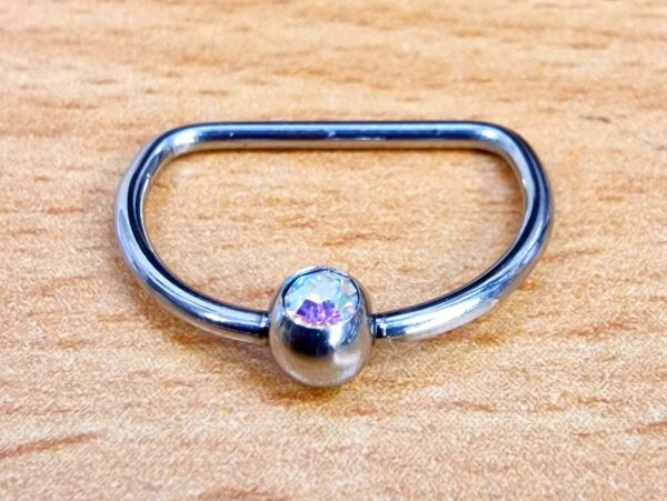 Titanium Gem Nipple Ring Jewelry, Nipple D-Ring Ball Hoops, Captive Ring - 16G 14G - 1piece - Body Piercing Also for Daith, Septum, Eyebrow