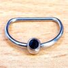 Titanium Gem Nipple Ring Jewelry, Nipple D-Ring Ball Hoops, Captive Ring - 16G 14G - 1piece - Body Piercing Also for Daith, Septum, Eyebrow