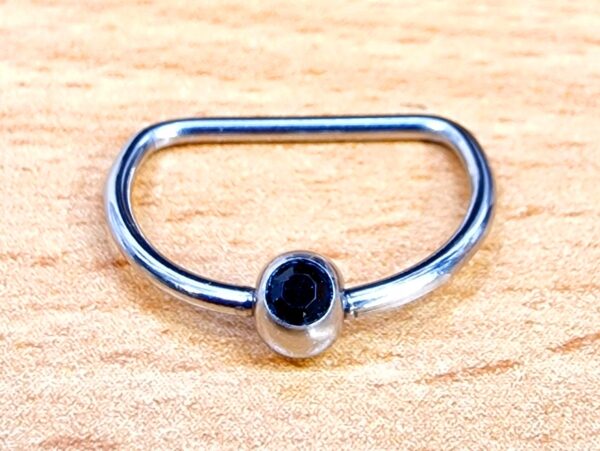 Titanium Gem Nipple Ring Jewelry, Nipple D-Ring Ball Hoops, Captive Ring - 16G 14G - 1piece - Body Piercing Also for Daith, Septum, Eyebrow