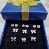 il_fullxfull.5755352393_fgv0 Bow Earrings - Clear Plastic Post Ear Studs with CZ Crystals - Hypoallergenic, Nickel Free - 3 Pairs + Gift Box