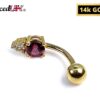 14K Gold Belly Ring - Design Belly Bar with the Highest Quality Crystals Hand Set & Polished - Navel Jewellery for someone Very Special