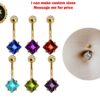 14K Solid Gold Belly Button Ring with Diamond Semi and Precious Stone- Hand Made 14K Gold Belly Bar for that very special Person