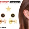 14K Gold Piercing - 16G Star Labret Lip Piercing - Gold & Rose - Gold Body Piercing for Tragus, Medusa Lip, Ashley studs Internally Threaded