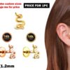 16G Snake Labret Lip Piercing made from solid 14K Gold and Rose Gold Body Piercing for Tragus, Medusa Lip, Ashley studs Internally Threaded