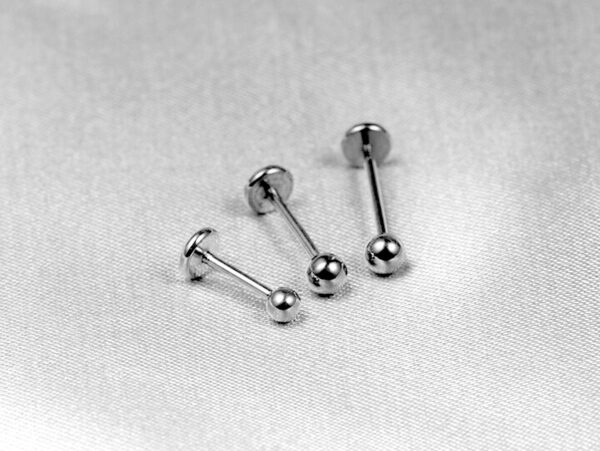 14K White Gold Internal Labret Lip Piercing -16G 14G - Body Piercing for Tragus, Lip Jewellery, Cartilage Piercing- Hand Made