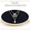 Sterling Silver Engraved Round Pendant Double Cable Necklace with Round Crystal - Personalize it with your Message or Image - Ideal Gift