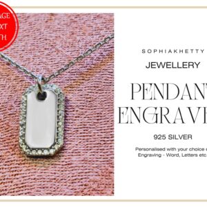 Personalised Engraved Elegant Silver Pendant and Chain Necklace with CZ Crystals - Personalize it with your Message or Image - Army Tag