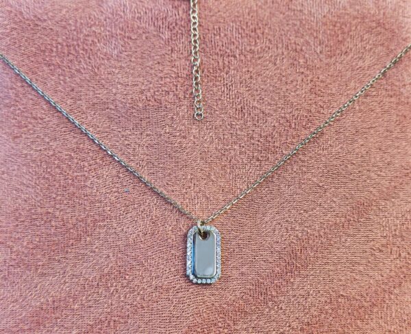 Personalised Engraved Elegant Silver Pendant and Chain Necklace with CZ Crystals - Personalize it with your Message or Image - Army Tag