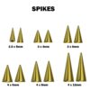 Gold Cone / Spike Nose Bridge Barbell Upper Nose Piercing with Steel Chain - 18G 16G 14G Straight Barbell - Choose Spike and Cone Size