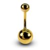 14K Solid Gold Belly Button Ring with Fixed Bottom Hollow Ball Lightweight 14G Navel Piercing size 8mm to 12mm