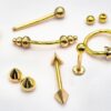 14K Gold Spike Pyramid Labret Stud Lip Jewellery, Lip Piercing Tragus Earring - 16G Body Jewellery Gold Lip Bar