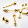 14K Gold 3 Side Pyramid Design Spike Eyebrow Piercing Curved Barbell Piercing, Cartilage Piercing, Belly Ring - 14G Body Jewellery