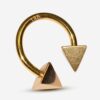 14K Gold Pyramid Cone Septum Horseshoe Barbell, Septum ring, Lip Piercing - 14G Body Jewellery Gold Nose Ring