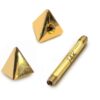 14K Real Gold 3 Side Pyramid Cone Barbell Piercing, Nipple Jewelry, Barbell Earrings - 14G Body Jewellery Straight Barbell Stud